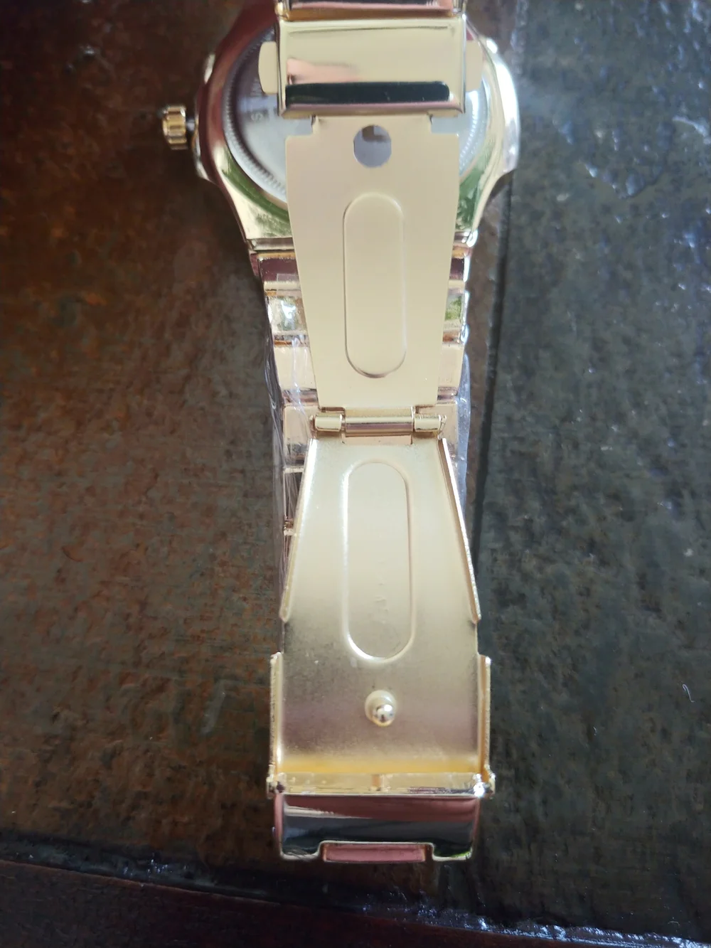 Gold Men's Stainless Steel Watch with White Dial And Date